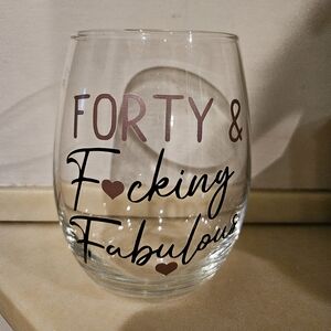 40th BIRTHDAY Stemless Wine Glass